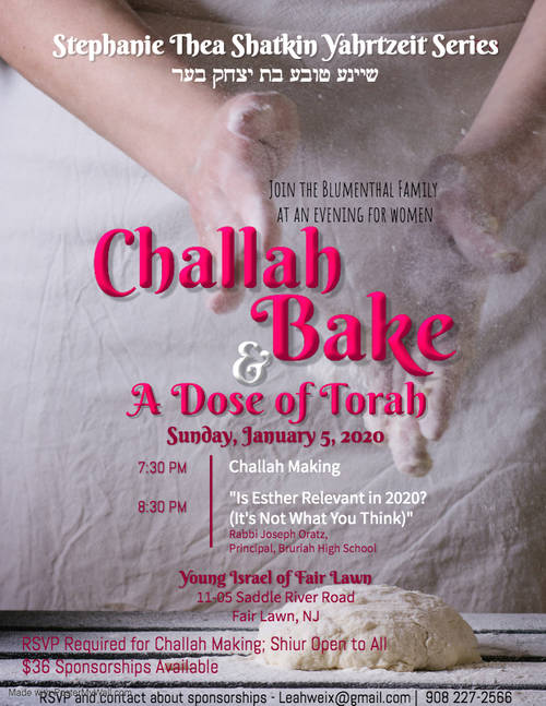 Banner Image for Yahrzeit Challah Bake and Shiur